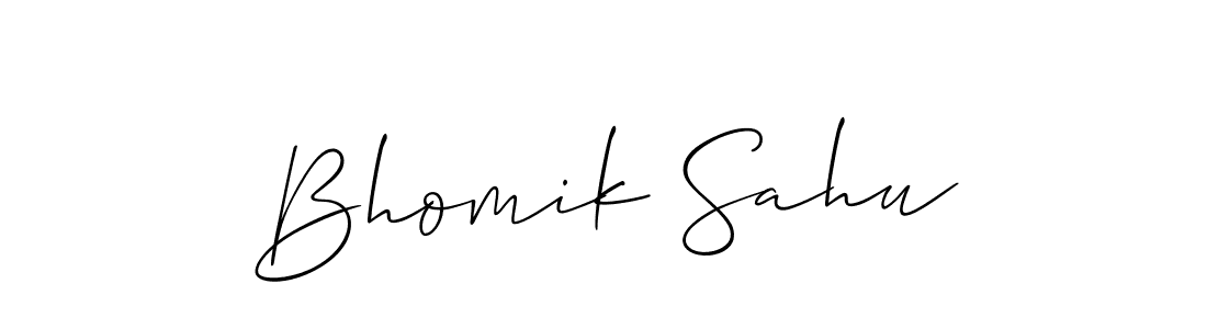 You should practise on your own different ways (Allison_Script) to write your name (Bhomik Sahu) in signature. don't let someone else do it for you. Bhomik Sahu signature style 2 images and pictures png