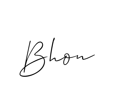 Design your own signature with our free online signature maker. With this signature software, you can create a handwritten (Allison_Script) signature for name Bhon. Bhon signature style 2 images and pictures png