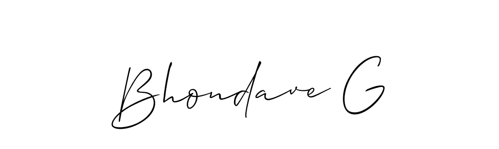 Similarly Allison_Script is the best handwritten signature design. Signature creator online .You can use it as an online autograph creator for name Bhondave G. Bhondave G signature style 2 images and pictures png