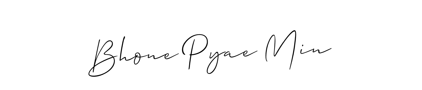 Design your own signature with our free online signature maker. With this signature software, you can create a handwritten (Allison_Script) signature for name Bhone Pyae Min. Bhone Pyae Min signature style 2 images and pictures png