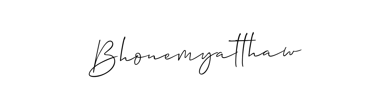 Use a signature maker to create a handwritten signature online. With this signature software, you can design (Allison_Script) your own signature for name Bhonemyatthaw. Bhonemyatthaw signature style 2 images and pictures png