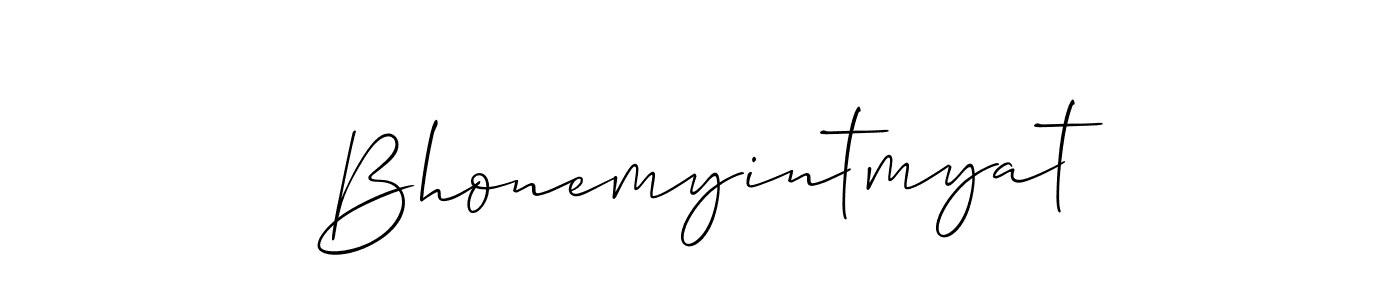 Also You can easily find your signature by using the search form. We will create Bhonemyintmyat name handwritten signature images for you free of cost using Allison_Script sign style. Bhonemyintmyat signature style 2 images and pictures png