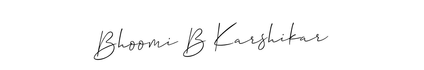 Make a beautiful signature design for name Bhoomi B Karshikar. With this signature (Allison_Script) style, you can create a handwritten signature for free. Bhoomi B Karshikar signature style 2 images and pictures png