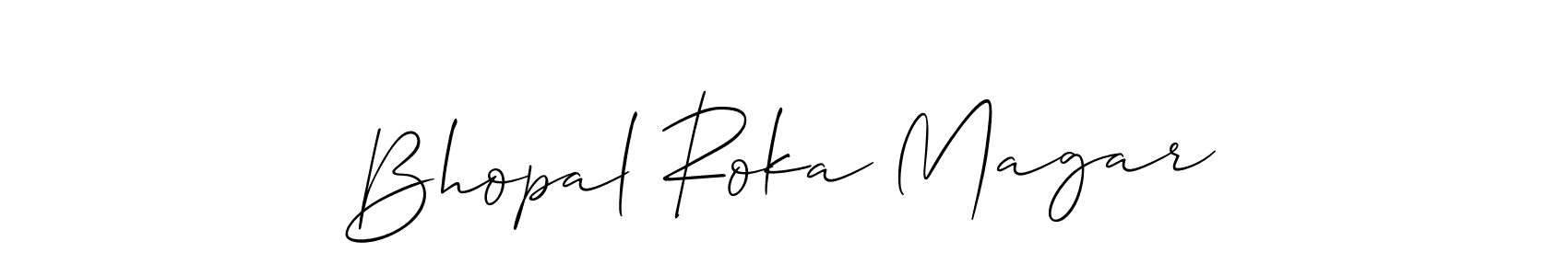 The best way (Allison_Script) to make a short signature is to pick only two or three words in your name. The name Bhopal Roka Magar include a total of six letters. For converting this name. Bhopal Roka Magar signature style 2 images and pictures png