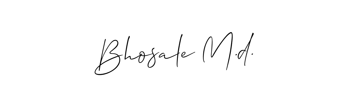 Use a signature maker to create a handwritten signature online. With this signature software, you can design (Allison_Script) your own signature for name Bhosale M.d.. Bhosale M.d. signature style 2 images and pictures png