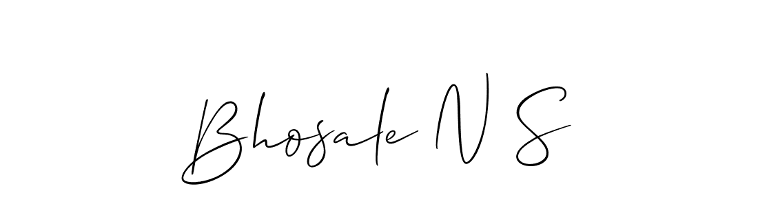 The best way (Allison_Script) to make a short signature is to pick only two or three words in your name. The name Bhosale N S include a total of six letters. For converting this name. Bhosale N S signature style 2 images and pictures png