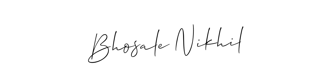 The best way (Allison_Script) to make a short signature is to pick only two or three words in your name. The name Bhosale Nikhil include a total of six letters. For converting this name. Bhosale Nikhil signature style 2 images and pictures png