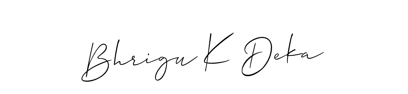 You should practise on your own different ways (Allison_Script) to write your name (Bhrigu K Deka) in signature. don't let someone else do it for you. Bhrigu K Deka signature style 2 images and pictures png