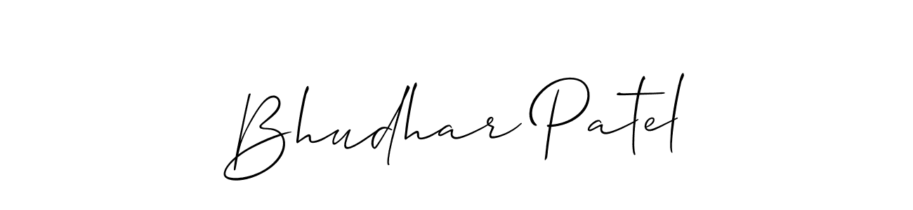 Create a beautiful signature design for name Bhudhar Patel. With this signature (Allison_Script) fonts, you can make a handwritten signature for free. Bhudhar Patel signature style 2 images and pictures png