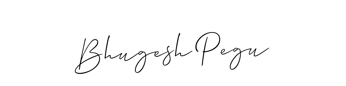 The best way (Allison_Script) to make a short signature is to pick only two or three words in your name. The name Bhugesh Pegu include a total of six letters. For converting this name. Bhugesh Pegu signature style 2 images and pictures png