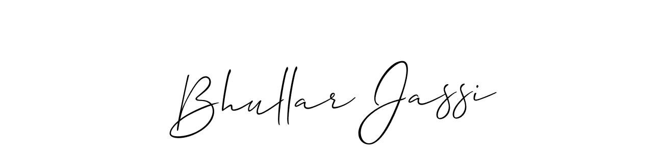 How to make Bhullar Jassi name signature. Use Allison_Script style for creating short signs online. This is the latest handwritten sign. Bhullar Jassi signature style 2 images and pictures png