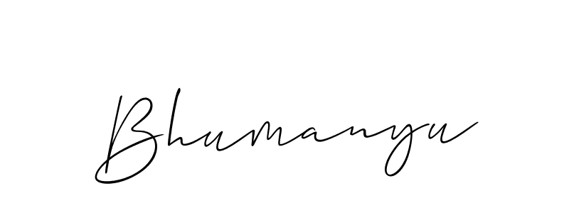 Create a beautiful signature design for name Bhumanyu. With this signature (Allison_Script) fonts, you can make a handwritten signature for free. Bhumanyu signature style 2 images and pictures png