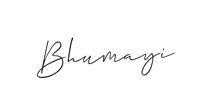 Use a signature maker to create a handwritten signature online. With this signature software, you can design (Allison_Script) your own signature for name Bhumayi. Bhumayi signature style 2 images and pictures png
