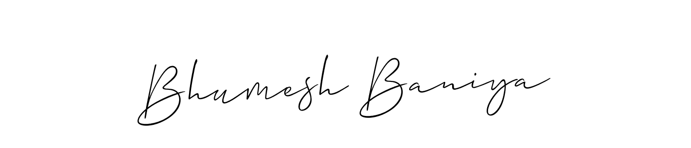 Also we have Bhumesh Baniya name is the best signature style. Create professional handwritten signature collection using Allison_Script autograph style. Bhumesh Baniya signature style 2 images and pictures png