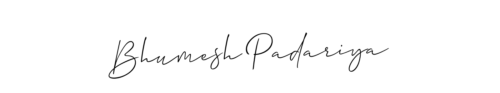 Allison_Script is a professional signature style that is perfect for those who want to add a touch of class to their signature. It is also a great choice for those who want to make their signature more unique. Get Bhumesh Padariya name to fancy signature for free. Bhumesh Padariya signature style 2 images and pictures png