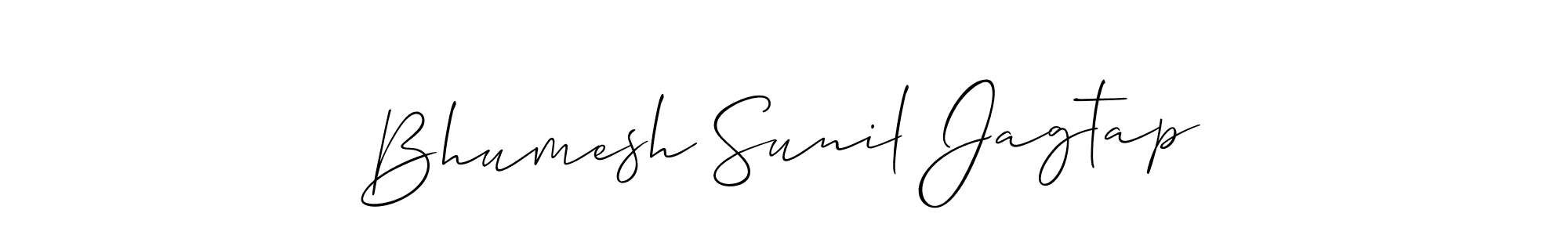 How to make Bhumesh Sunil Jagtap name signature. Use Allison_Script style for creating short signs online. This is the latest handwritten sign. Bhumesh Sunil Jagtap signature style 2 images and pictures png