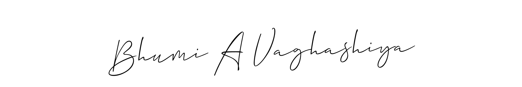 Bhumi A Vaghashiya stylish signature style. Best Handwritten Sign (Allison_Script) for my name. Handwritten Signature Collection Ideas for my name Bhumi A Vaghashiya. Bhumi A Vaghashiya signature style 2 images and pictures png