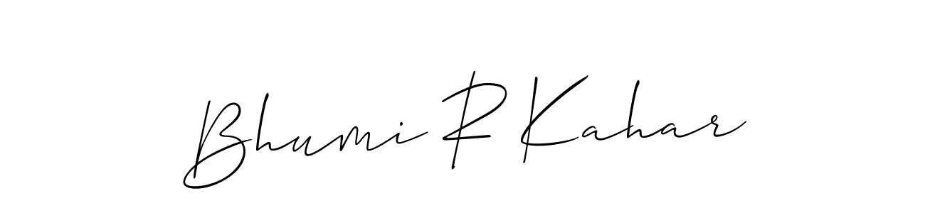 Make a beautiful signature design for name Bhumi R Kahar. With this signature (Allison_Script) style, you can create a handwritten signature for free. Bhumi R Kahar signature style 2 images and pictures png