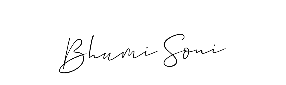 It looks lik you need a new signature style for name Bhumi Soni. Design unique handwritten (Allison_Script) signature with our free signature maker in just a few clicks. Bhumi Soni signature style 2 images and pictures png