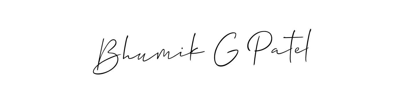 Allison_Script is a professional signature style that is perfect for those who want to add a touch of class to their signature. It is also a great choice for those who want to make their signature more unique. Get Bhumik G Patel name to fancy signature for free. Bhumik G Patel signature style 2 images and pictures png