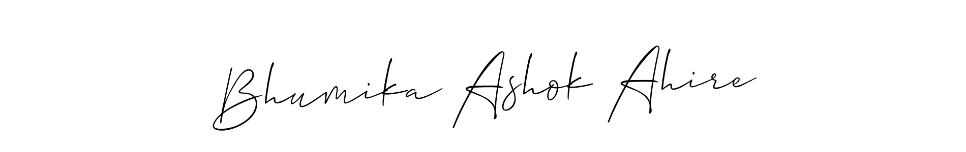 Allison_Script is a professional signature style that is perfect for those who want to add a touch of class to their signature. It is also a great choice for those who want to make their signature more unique. Get Bhumika Ashok Ahire name to fancy signature for free. Bhumika Ashok Ahire signature style 2 images and pictures png