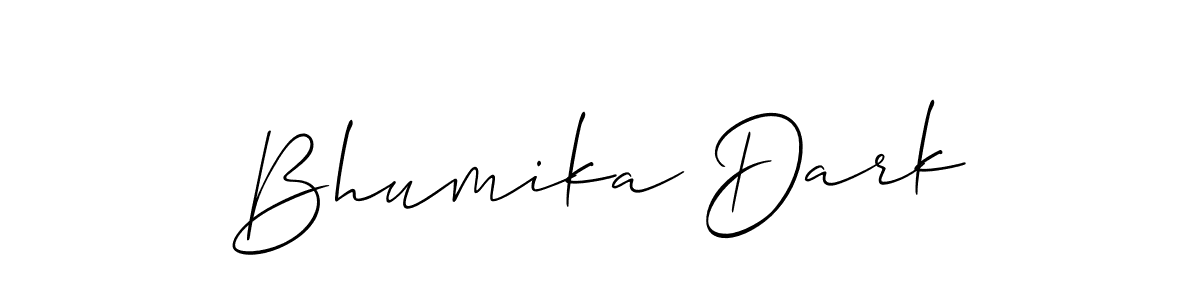 It looks lik you need a new signature style for name Bhumika Dark. Design unique handwritten (Allison_Script) signature with our free signature maker in just a few clicks. Bhumika Dark signature style 2 images and pictures png