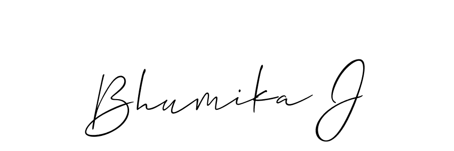 Make a beautiful signature design for name Bhumika J. With this signature (Allison_Script) style, you can create a handwritten signature for free. Bhumika J signature style 2 images and pictures png