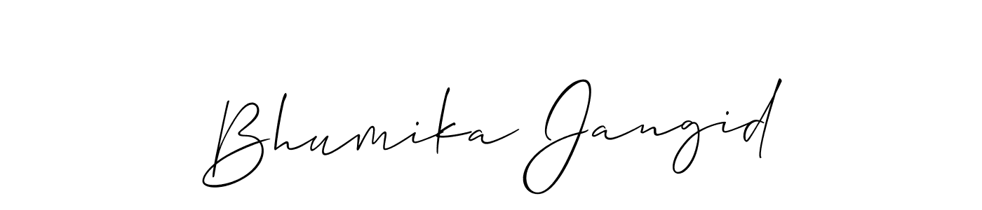 How to Draw Bhumika Jangid signature style? Allison_Script is a latest design signature styles for name Bhumika Jangid. Bhumika Jangid signature style 2 images and pictures png