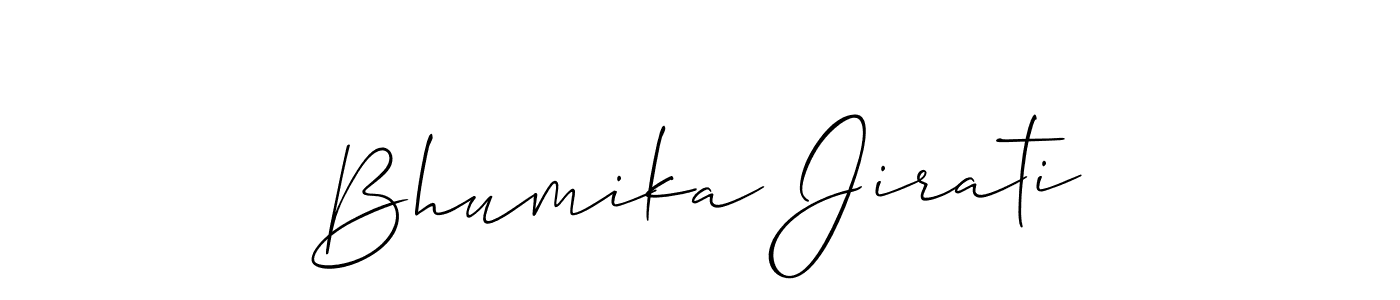 Make a short Bhumika Jirati signature style. Manage your documents anywhere anytime using Allison_Script. Create and add eSignatures, submit forms, share and send files easily. Bhumika Jirati signature style 2 images and pictures png