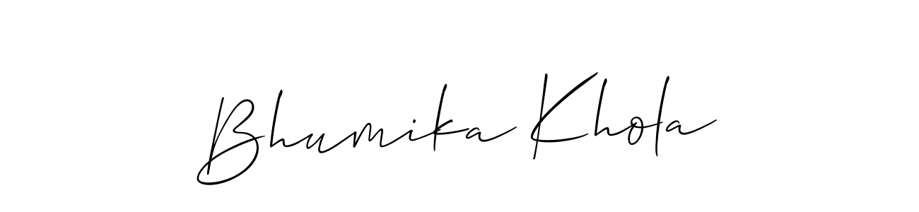 How to make Bhumika Khola name signature. Use Allison_Script style for creating short signs online. This is the latest handwritten sign. Bhumika Khola signature style 2 images and pictures png