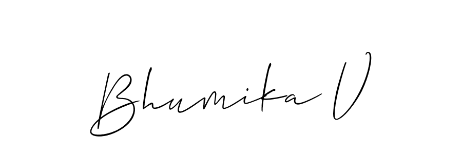 Make a beautiful signature design for name Bhumika V. With this signature (Allison_Script) style, you can create a handwritten signature for free. Bhumika V signature style 2 images and pictures png