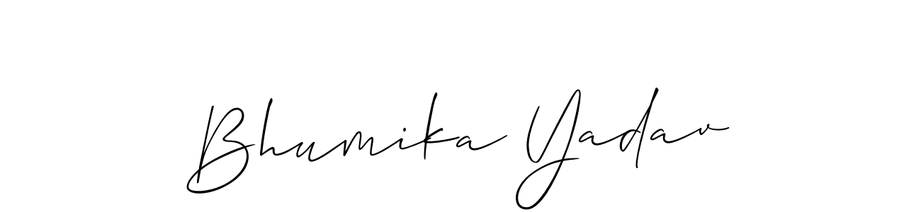 It looks lik you need a new signature style for name Bhumika Yadav. Design unique handwritten (Allison_Script) signature with our free signature maker in just a few clicks. Bhumika Yadav signature style 2 images and pictures png