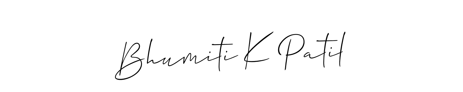 Also You can easily find your signature by using the search form. We will create Bhumiti K Patil name handwritten signature images for you free of cost using Allison_Script sign style. Bhumiti K Patil signature style 2 images and pictures png