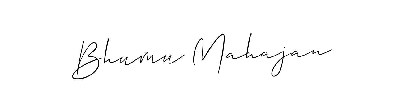 Use a signature maker to create a handwritten signature online. With this signature software, you can design (Allison_Script) your own signature for name Bhumu Mahajan. Bhumu Mahajan signature style 2 images and pictures png