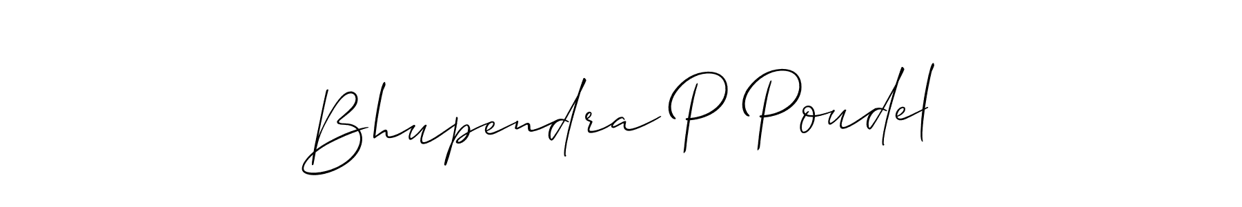 Use a signature maker to create a handwritten signature online. With this signature software, you can design (Allison_Script) your own signature for name Bhupendra P Poudel. Bhupendra P Poudel signature style 2 images and pictures png