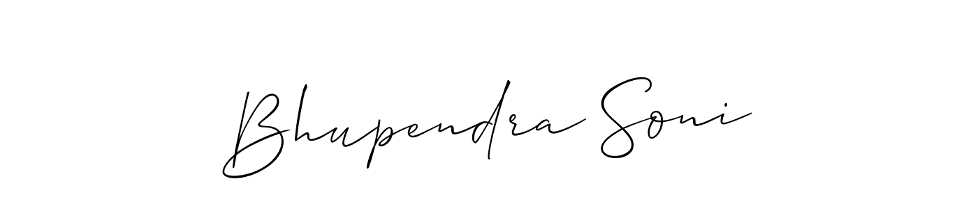 The best way (Allison_Script) to make a short signature is to pick only two or three words in your name. The name Bhupendra Soni include a total of six letters. For converting this name. Bhupendra Soni signature style 2 images and pictures png