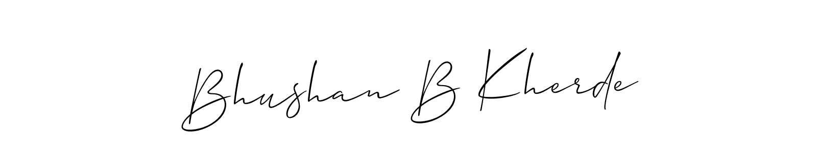 How to make Bhushan B Kherde name signature. Use Allison_Script style for creating short signs online. This is the latest handwritten sign. Bhushan B Kherde signature style 2 images and pictures png