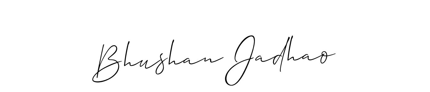Allison_Script is a professional signature style that is perfect for those who want to add a touch of class to their signature. It is also a great choice for those who want to make their signature more unique. Get Bhushan Jadhao name to fancy signature for free. Bhushan Jadhao signature style 2 images and pictures png