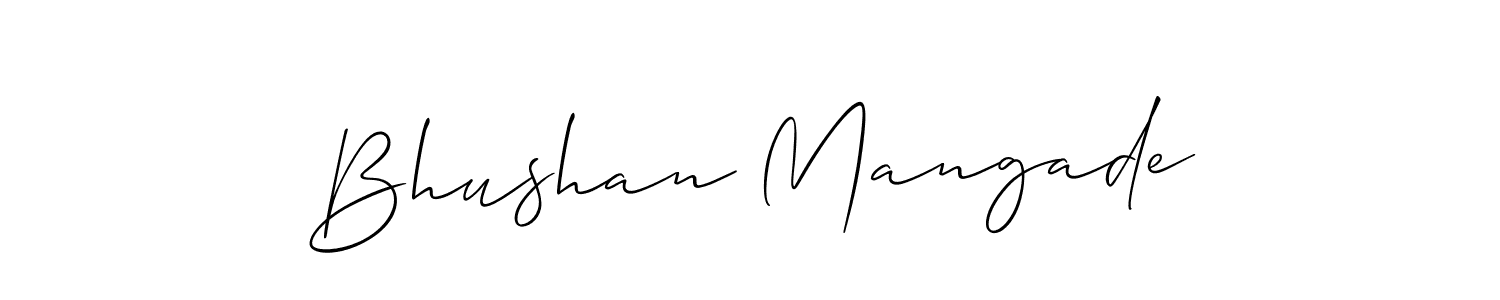 Allison_Script is a professional signature style that is perfect for those who want to add a touch of class to their signature. It is also a great choice for those who want to make their signature more unique. Get Bhushan Mangade name to fancy signature for free. Bhushan Mangade signature style 2 images and pictures png