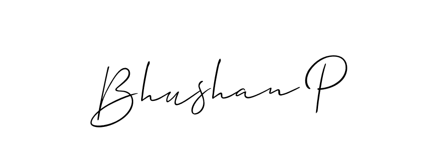 Make a beautiful signature design for name Bhushan P. With this signature (Allison_Script) style, you can create a handwritten signature for free. Bhushan P signature style 2 images and pictures png