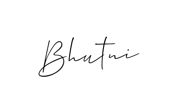Design your own signature with our free online signature maker. With this signature software, you can create a handwritten (Allison_Script) signature for name Bhutni. Bhutni signature style 2 images and pictures png