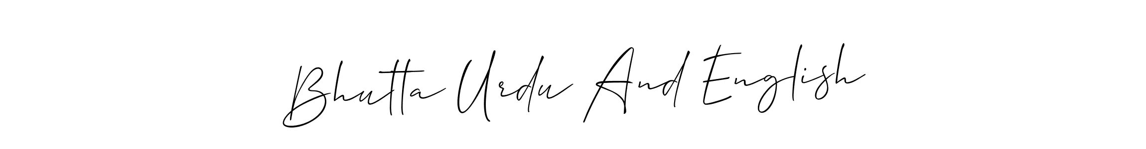 Similarly Allison_Script is the best handwritten signature design. Signature creator online .You can use it as an online autograph creator for name Bhutta Urdu And English. Bhutta Urdu And English signature style 2 images and pictures png