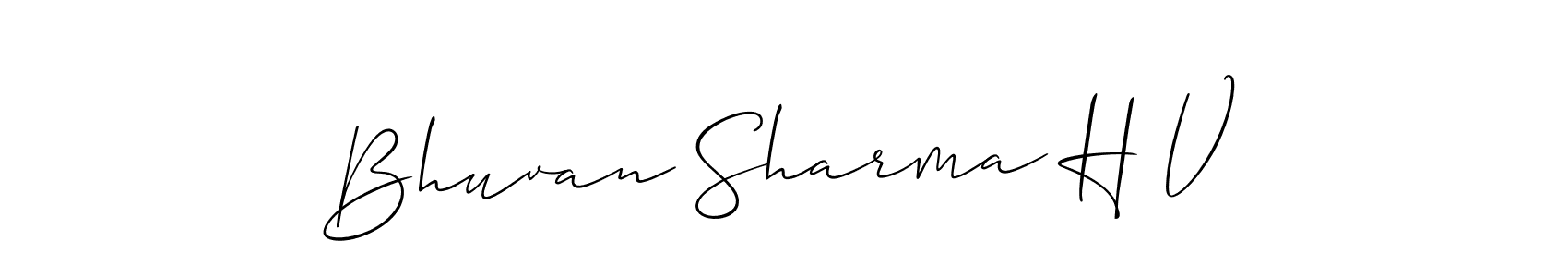 You should practise on your own different ways (Allison_Script) to write your name (Bhuvan Sharma H V) in signature. don't let someone else do it for you. Bhuvan Sharma H V signature style 2 images and pictures png