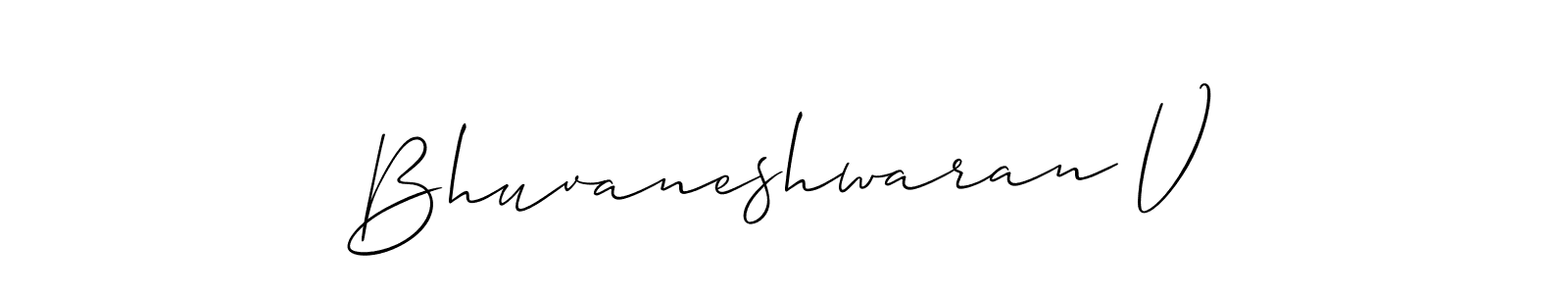 How to make Bhuvaneshwaran V name signature. Use Allison_Script style for creating short signs online. This is the latest handwritten sign. Bhuvaneshwaran V signature style 2 images and pictures png