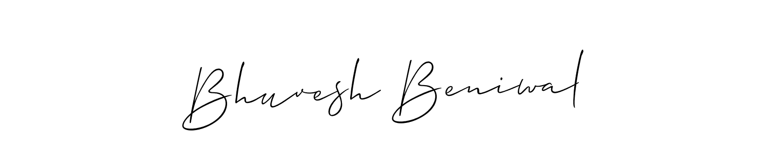 The best way (Allison_Script) to make a short signature is to pick only two or three words in your name. The name Bhuvesh Beniwal include a total of six letters. For converting this name. Bhuvesh Beniwal signature style 2 images and pictures png