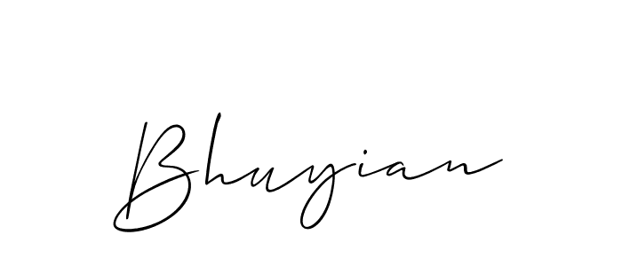Use a signature maker to create a handwritten signature online. With this signature software, you can design (Allison_Script) your own signature for name Bhuyian. Bhuyian signature style 2 images and pictures png