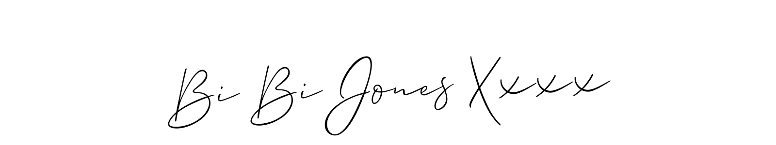 The best way (Allison_Script) to make a short signature is to pick only two or three words in your name. The name Bi Bi Jones Xxxx include a total of six letters. For converting this name. Bi Bi Jones Xxxx signature style 2 images and pictures png