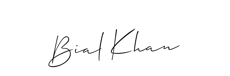 The best way (Allison_Script) to make a short signature is to pick only two or three words in your name. The name Bial Khan include a total of six letters. For converting this name. Bial Khan signature style 2 images and pictures png