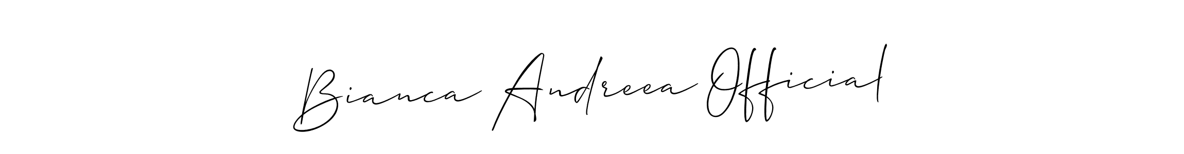 Make a short Bianca Andreea Official signature style. Manage your documents anywhere anytime using Allison_Script. Create and add eSignatures, submit forms, share and send files easily. Bianca Andreea Official signature style 2 images and pictures png