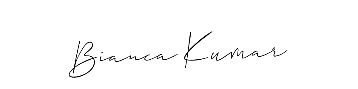 Create a beautiful signature design for name Bianca Kumar. With this signature (Allison_Script) fonts, you can make a handwritten signature for free. Bianca Kumar signature style 2 images and pictures png